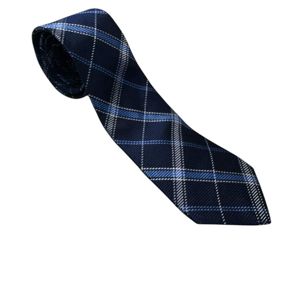 Brooks Brothers Fleece 100% Silk Men’s Neck Tie Navy Blue Plaid Business Wear